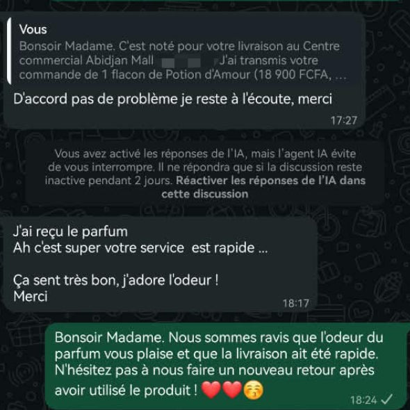 Message d'une cliente Bingoo!
